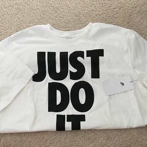 Nike White Tee with Black 'Just Do It' Graphic
